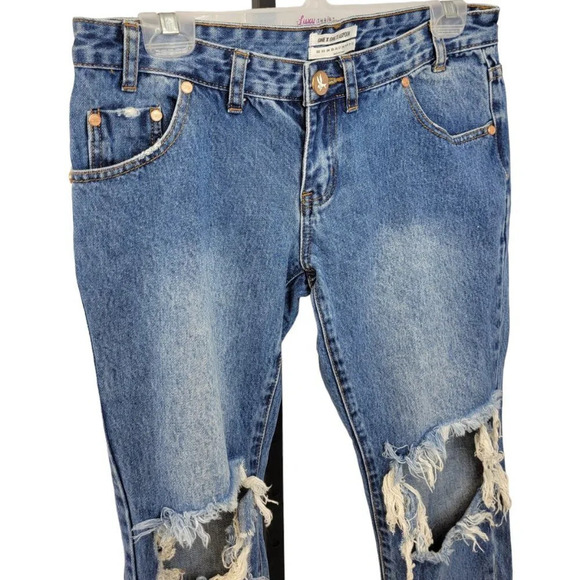 One Teaspoon Freebirds Low Waist Rigid Skinny Leg Extreme Distressing Size 28 - Picture 2 of 10
